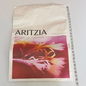 Aritzia Cream and Red Artistic paper bag